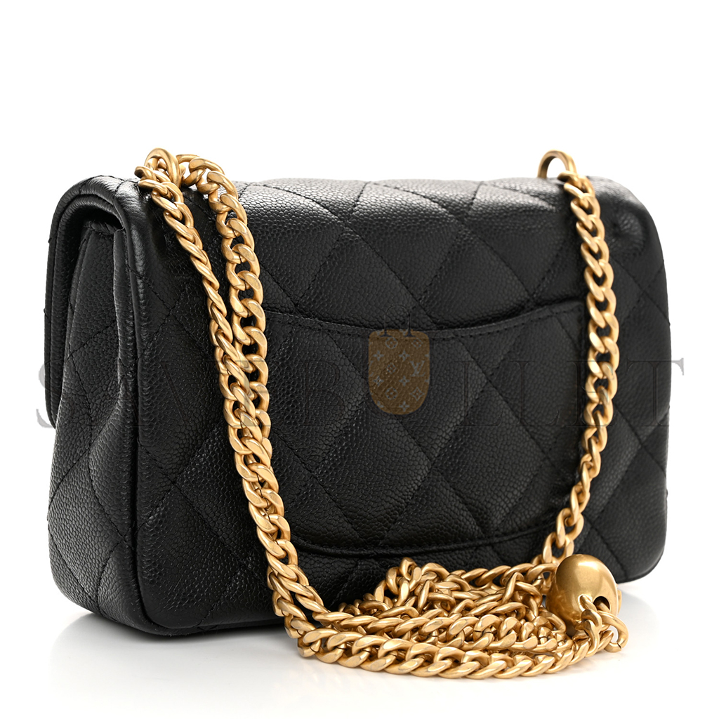 Ch*el master 23p heart adjustable chain mini flap bag in black caviar (19*13*5cm)